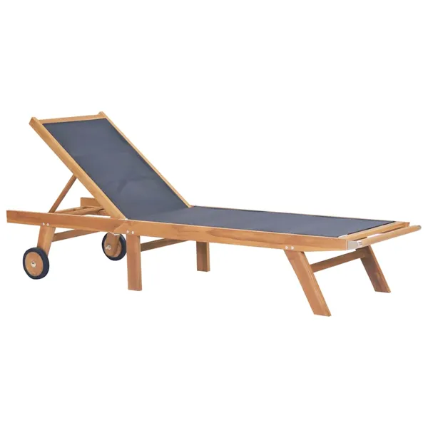 vidaXL foldbar solseng med hjul, heltre teak
