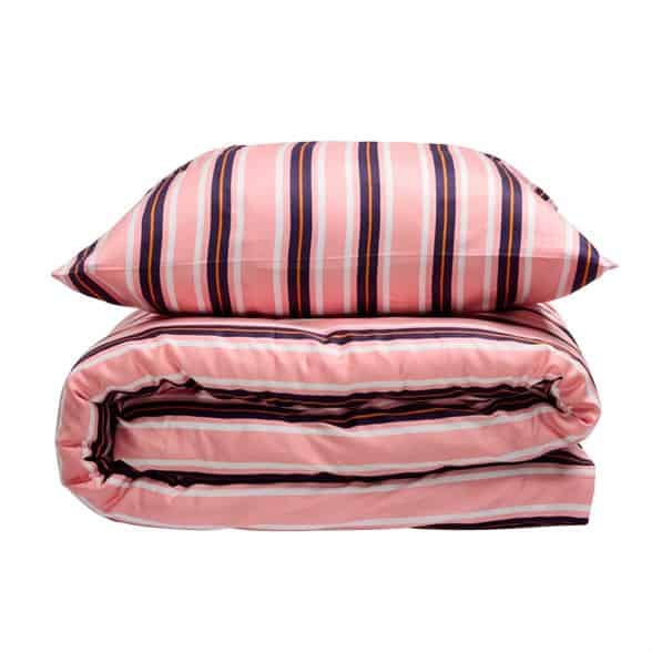 Sengesett 140×200/60×63 cm  – Ida – Pink Stripe- bomullssateng