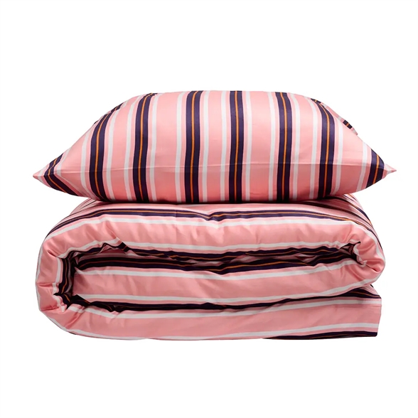 Sengesett 140×220/60×63 cm – Ida – Pink Stripe – bomullssateng