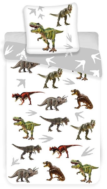 Dinosaur sengetøy – 100×140 cm – 2 i 1 design – 100% bomull