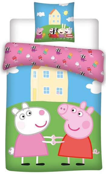 Gurli gris sengetøy – 100×140 cm – Gurli gris og frida sau – 2 i 1 design – 100% bomull