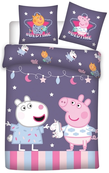 Gurli Pig junior sengetøy – 100×140 cm – Gurli gris og Frida sau – 2 i 1 design – 100% bomull