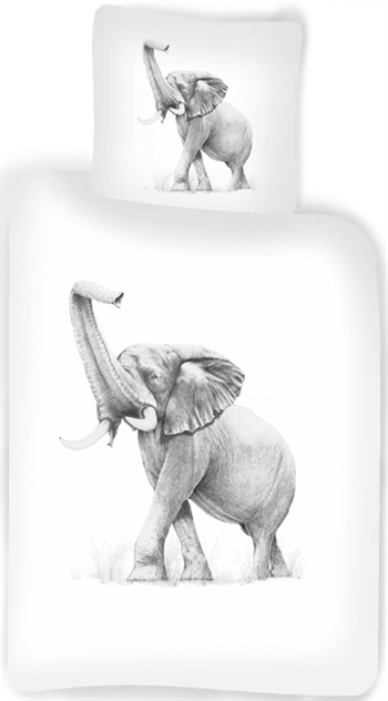 Junior sengetøy – 100×140 cm – Sengesett med elefant – 100% bomull