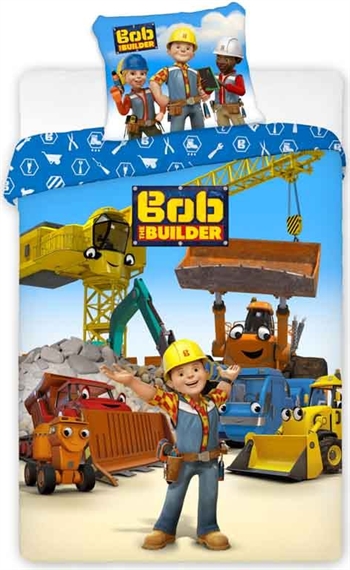 Juniorsengetøy – 100×140 cm – Builder bob juniorsengesett – 2 i 1 design – 100% bomull