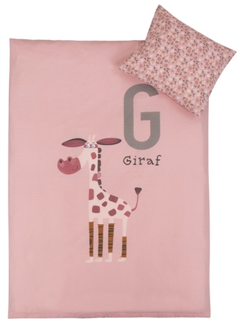 Sengetøy – 100×140 cm – Giraffe rosa – 100% bomull