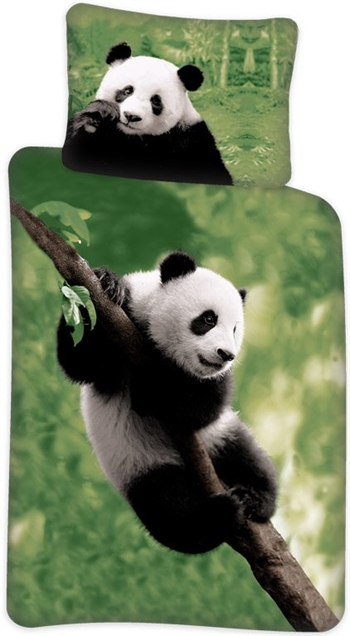 Sengetøy – 100×140 cm – Sengesett med panda – Sengetøy med dyr – 100% bomull