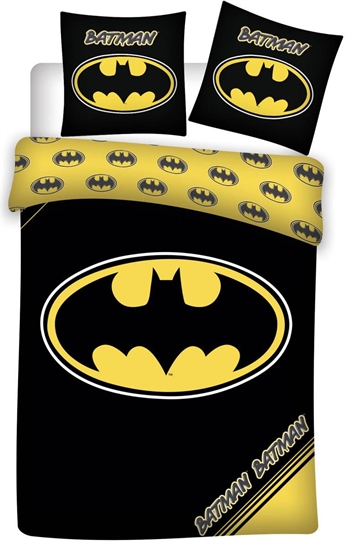 Batman sengetøy – 140×200 cm – Sengesett med stor logo – 2 i 1 design – 100% bomull