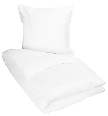 Dobbelt sengesett – 200×200 cm – Sateng sengetøy – Stripet hvit