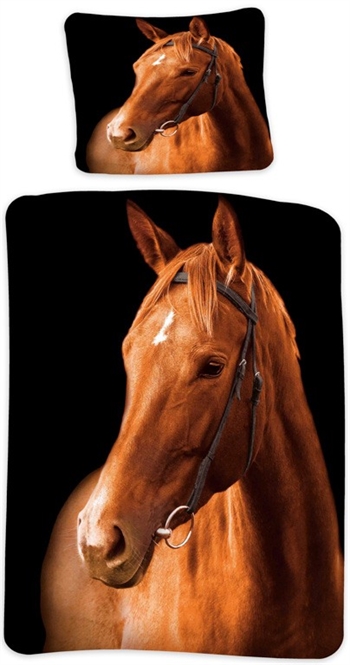 Hestesengetøy – 140×200 cm – sengesett med hest – 2 i 1 design – 100% bomull