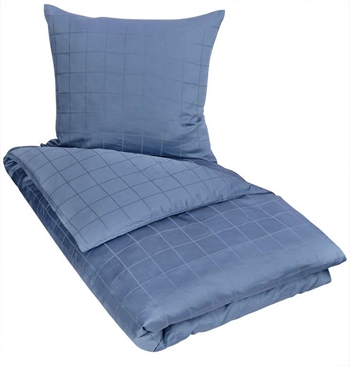 Sateng sengesett – 100% Bomullssateng – Check Blue – 150×210 cm