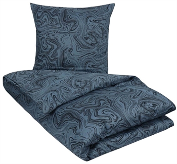 Sateng sengesett – 100% Bomullssateng – Marble dark blue – 150×210 cm