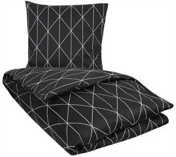 Sateng sengesett – 140×200 cm – Graphic harlekin svart – 100% Bomullssateng