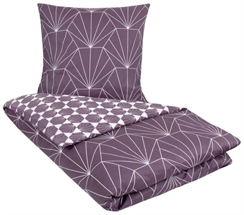 Sateng sengesett – 140×200 cm –  Hexagon mørklilla – 100% Bomullssateng