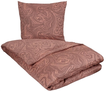 Sateng sengesett – 140×220 cm – 100% Bomullssateng – Marble rosa