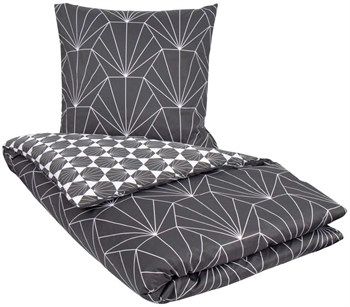 Sateng sengesett – 140×220 cm – Hexagon grå – 100% Bomullssateng