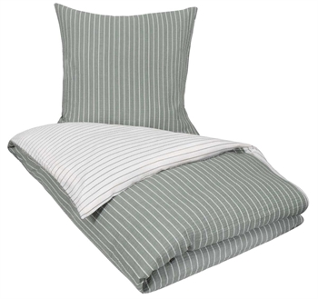 Sengetøy dobbeldyne – 200×220 cm – Krepp Sengetøy – Grønn og hvit – Striper – By Night sengesett